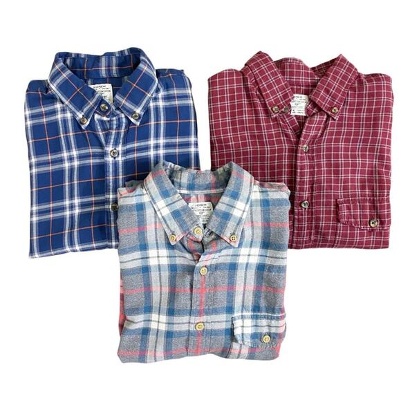 J. Crew Bundle of 3 Plaid Flannel Workshirts Men's Small Button Up Single Pocket - Picture 6 of 6